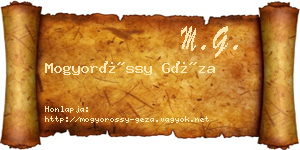 Mogyoróssy Géza névjegykártya